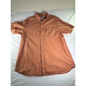 Columbia Button Down Shirt Mens XL Orange Excellent Short Sleeve Micro Check